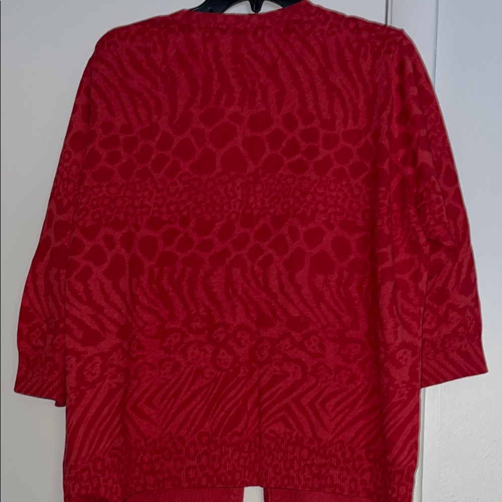 Women's Red Patterned Sweater - Picture 3 of 3